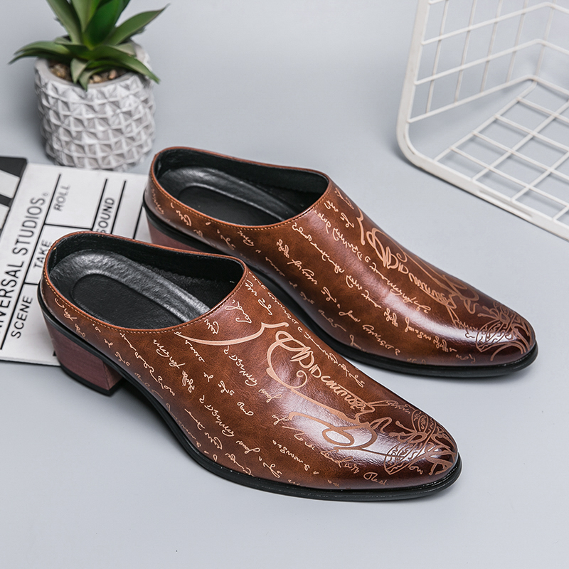 Men Brown Leather Mules Slippe - đánh giá và giá Shoes Heels Men