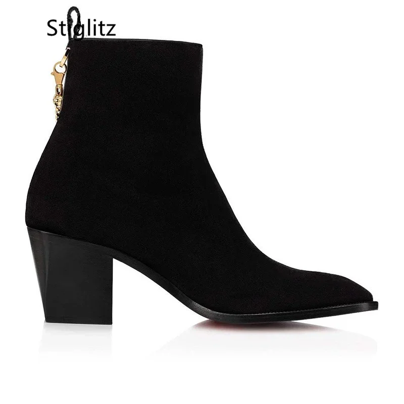 Suede Ankle Boots Gold Chain H - đánh giá và giá Chelsea Boots Suede